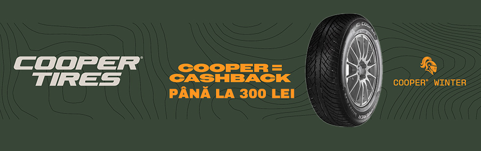 Alegi anvelope Cooper. Recuperezi până la 300 RON.